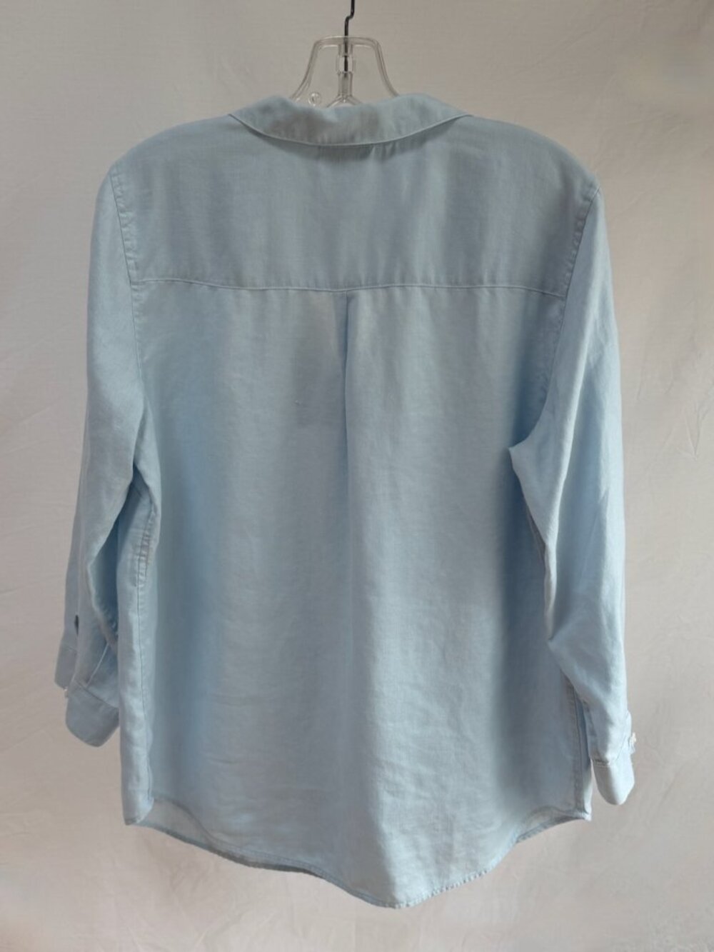 J. JILL Light Blue Linen Popover Collared V-Neck Top Size M - Picture 2 of 8